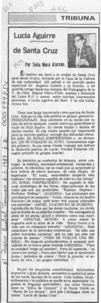 Lucía Aguirre de Santa Cruz  [artículo] Tulio Mora Alarcón.