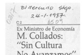 M. Collados, "Sin cultura no avanzamos"  [artículo].