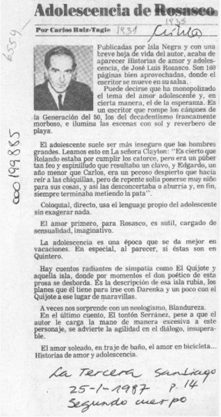 Adolescencia de Rosasco  [artículo] Carlos Ruiz-Tagle.