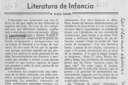 Literatura de infancia  [artículo] Andrés Sabella.