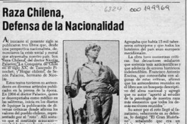 Raza chilena, defensa de la nacionalidad  [artículo] J. G. P.