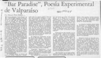 Bar Paradise, poesía experimental de Valparaíso  [artículo] Manuel Peña Muñoz.