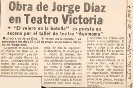 Obra de Jorge Díaz en Teatro Victoria
