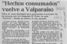 "Hechos consumados" vuelve a Valparaíso  [artículo].