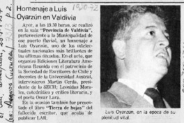 Homenaje a Luis Oyarzún en Valdivia  [artículo].
