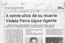 A veinte años de su muerte Violeta Parra sigue vigente  [artículo] G. S.