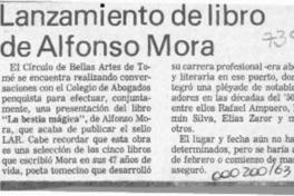 Lanzamiento de libro de Alfonso Mora  [artículo].