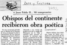 Obispos del continente recibieron obra poética  [artículo].