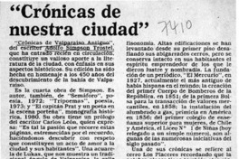 "Crónicas de nuestra ciudad"  [artículo] Hugo Araya Guzmán.