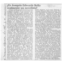 ¿Es Joaquín Edwards Bello realmente un novelista?