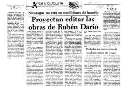 Proyectan editar las obras de Rubén Darío  [artículo].