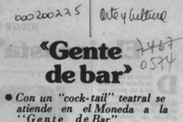 "Gente de Bar"  [artículo] Sergio Palacios.