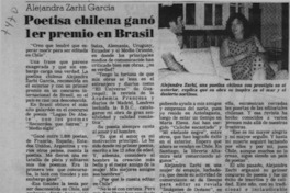 Poetisa chilena ganó 1er. premio en Brasil  [artículo].