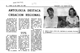 Antología destaca creación regional  [artículo].