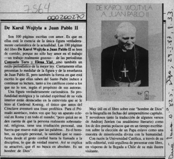 De Karol Wojtyla a Juan Pablo II  [artículo].