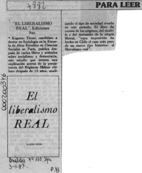 "El Liberalismo real"  [artículo].