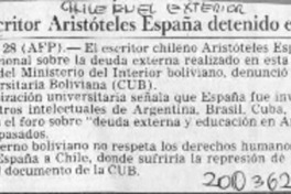 Escritor Aristóteles España detenido en Bolivia  [artículo].