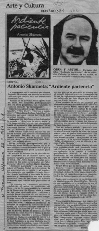 Antonio Skármeta, "Ardiente paciencia"  [artículo] Bernardo Soria.