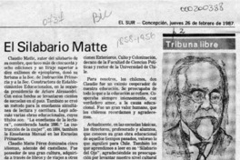 El silabario Matte  [artículo] Catalina Carrasco de Bustamante.