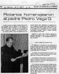 Rotarios homenajearon al padre Pedro Vega G.  [artículo].