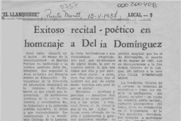 Exitoso recital-poético en homenaje a Delia Domínguez  [artículo].