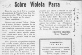Sobre Violeta Parra  [artículo] Cristina Urrutia.