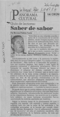 Saber de sabor  [artículo] Hernán Poblete Varas.