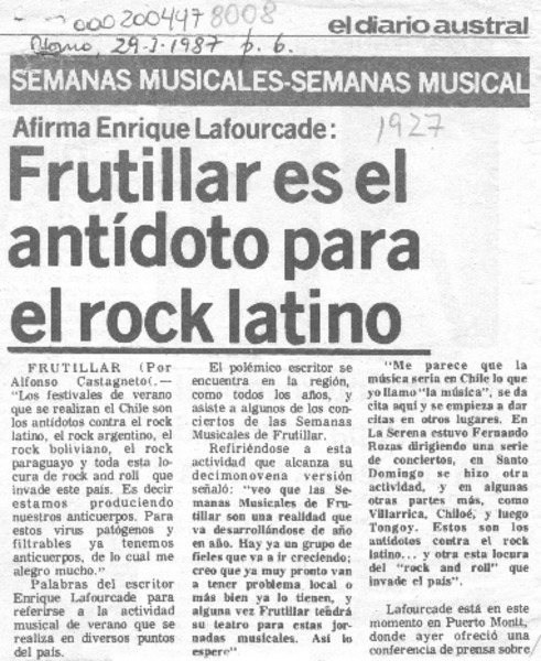 Frutillar es el antídoto para el rock latino