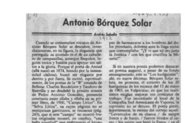 Antonio Bórquez Solar  [artículo] Andrés Sabella.