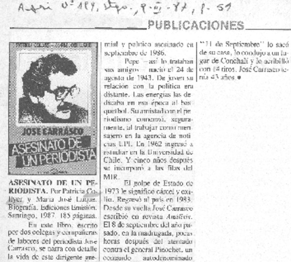 José Carrasco, asesinato de un periodista