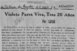 Violeta Parra viva, tras 20 años  [artículo] Logo.