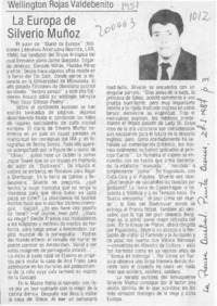 La Europa de Silverio Muñoz  [artículo] Wellington Rojas Valdebenito.