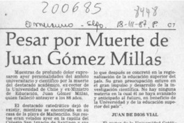 Pesar por muerte de Juan Gómez Millas  [artículo].