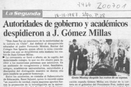 Autoridades de gobierno y académicos despidieron a J. Gómez Millas  [artículo].