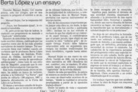 Berta López y un ensayo  [artículo] Cronos.