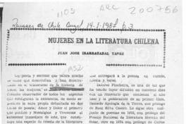 Mujeres en la literatura chilena  [artículo] Juan José Irarrázaval Yáñez.