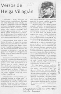 Versos de Helga Villagrán  [artículo] Marino Muñoz Lagos.