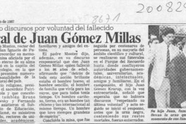 Sobrio funeral de Juan Gómez Millas  [artículo].