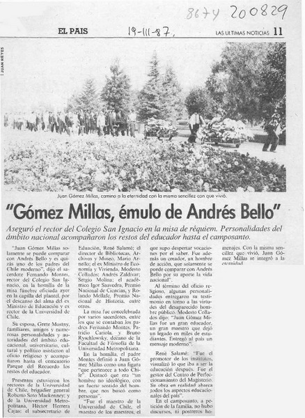 "Gómez Millas, émulo de Andrés Bello"  [artículo].