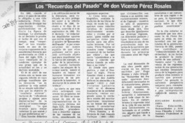 Los "Recuerdos del pasado" de don Vicente Pérez Rosales  [artículo] Eduardo Barraza Jara.