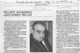 Fallece académico Juan Gómez Millas  [artículo].