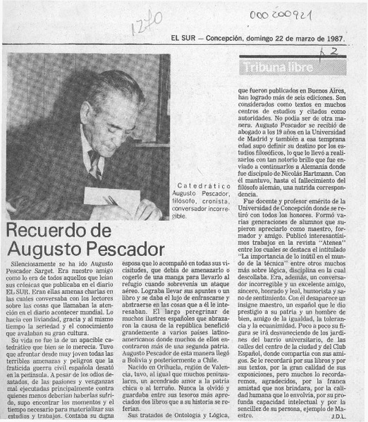 Recuerdo de Augusto Pescador