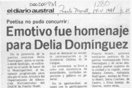 Emotivo fue homenaje para Delia Domínguez  [artículo].
