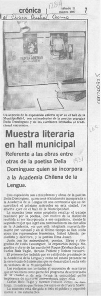Muestra literaria en hall municipal  [artículo].