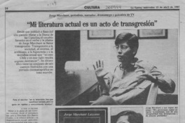 "Mi literatura actual es un acto de transgresión"  [artículo] Luisa Ulibarri.