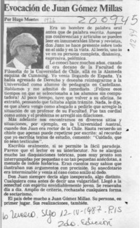 Evocación de Juan Gómez Millas  [artículo] Hugo Montes.