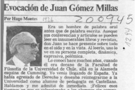 Evocación de Juan Gómez Millas  [artículo] Hugo Montes.