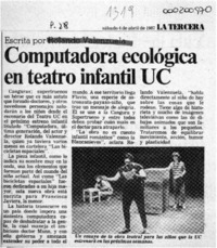 Computadora ecológica en teatro infantil UC  [artículo].