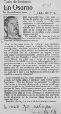 En Osorno  [artículo] Hernán Poblete Varas.