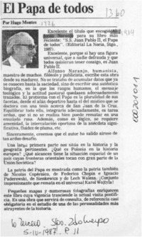 El Papa de todos  [artículo] Hugo Montes.